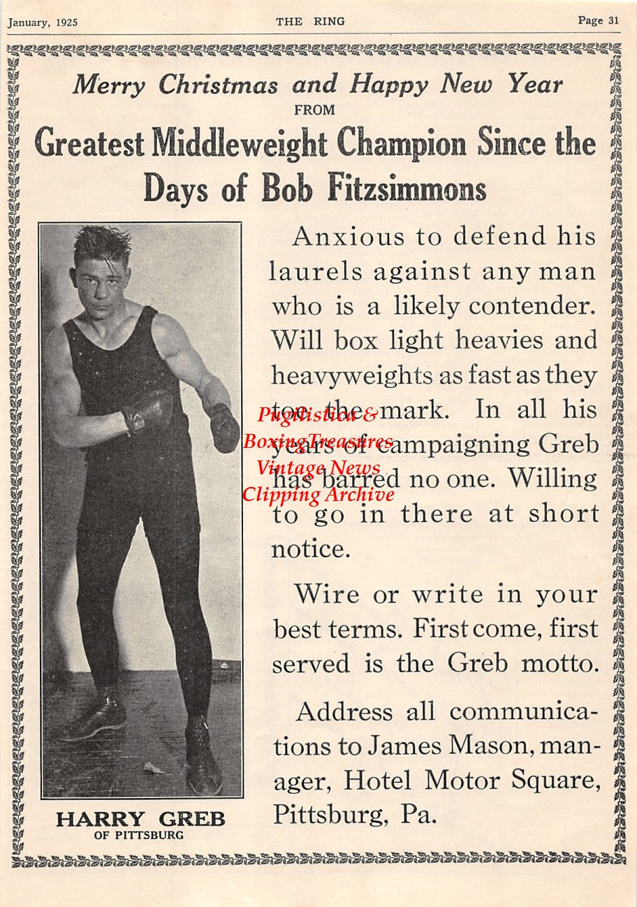 Boxing News Clipping #1536 - Harry Greb