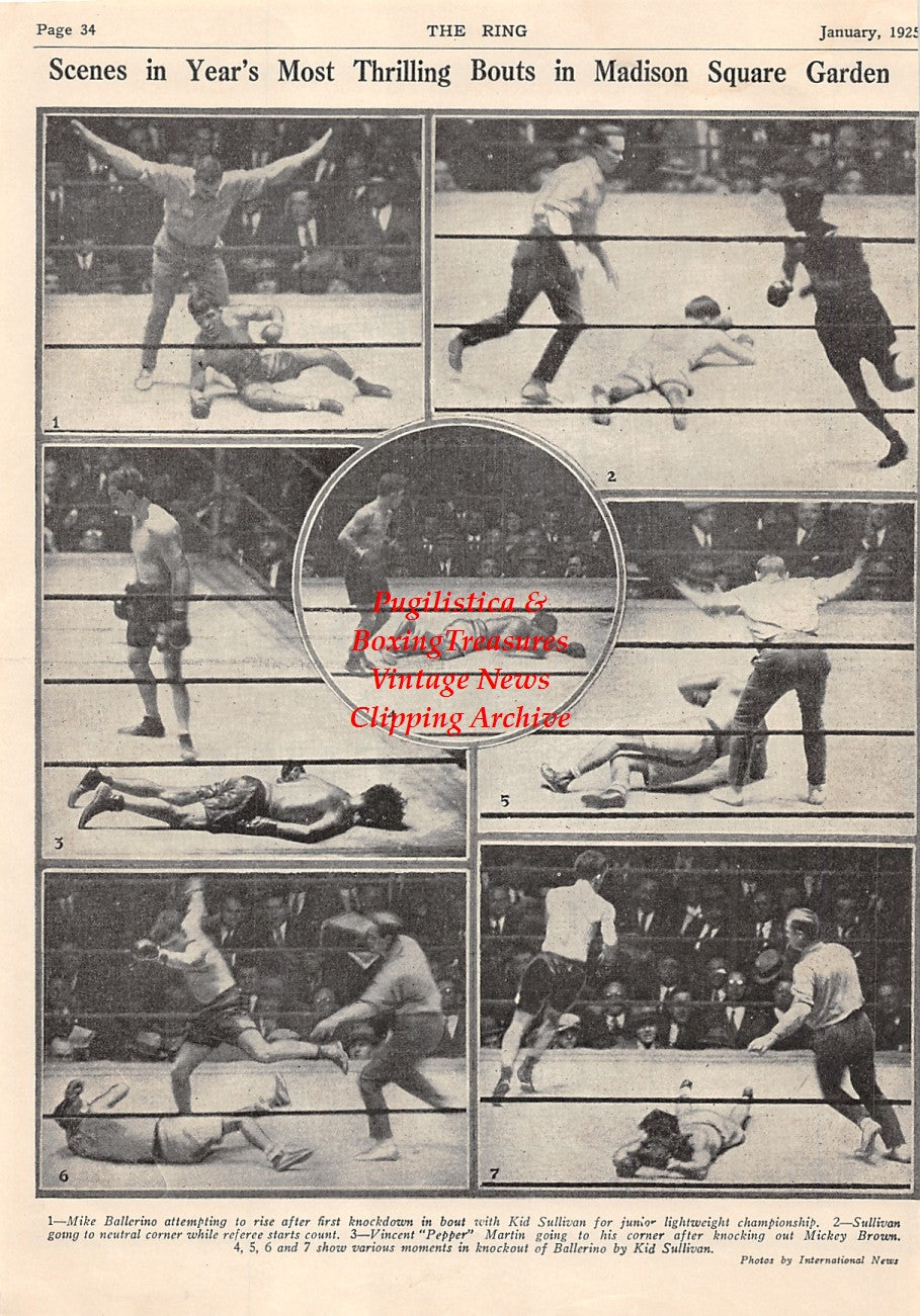 Boxing News Clipping #1537 - Mike Ballerino, Kid Sullivan, Pepper Martin, Mickey Brown