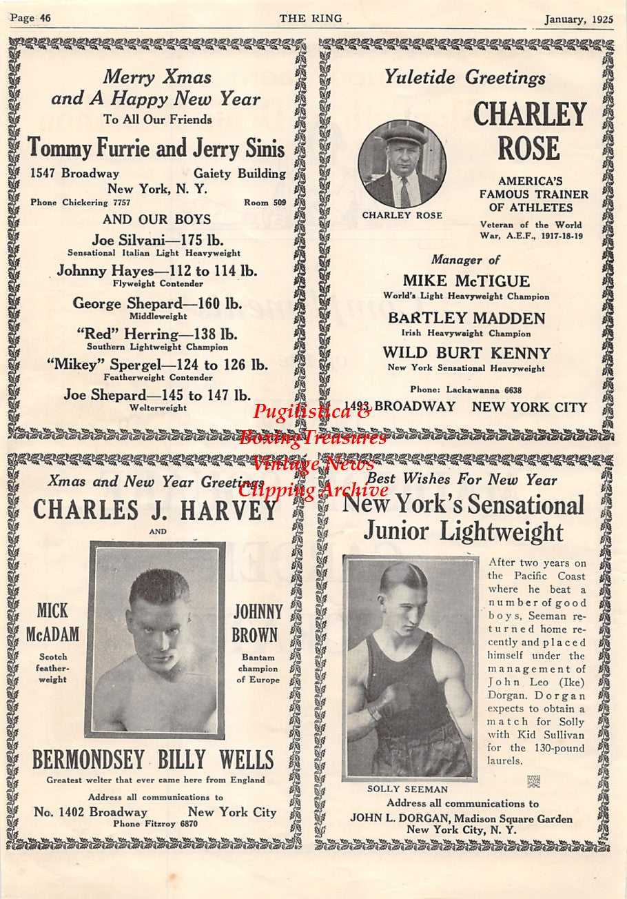 Boxing News Clipping #1543 - Charley Rose, Bermondsey Billy Wells, Solly Seeman