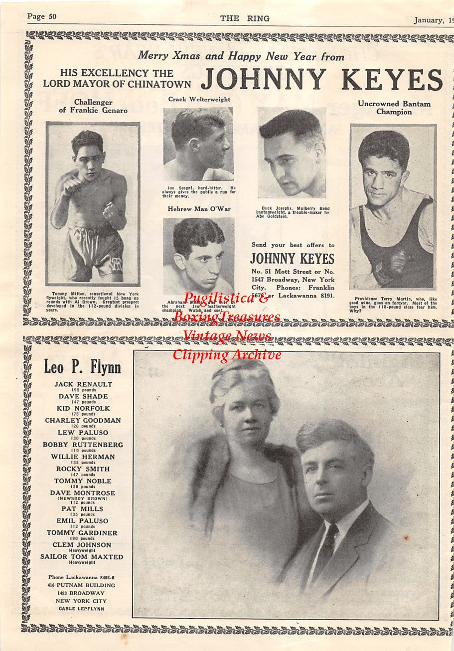 Boxing News Clipping #1545 - Danny Kramer, Eddie Wagner, Ad Stone, Al Jordan, Terry McHugh, Max Boo Boo Hoff, Kid Wolfe, Tommy Milton, Joe Scogni, Abraham Moses, Buck Joseph, Terry Martin, Leo P. Flynn
