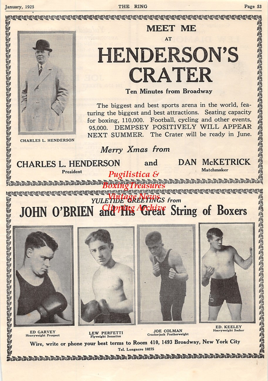 Boxing News Clipping #1547 - Charles L. Henderson, Ed Garvey, Lew Perfetti, Joe Colman, Ed Keeley, Martin Burke, Ray Newman