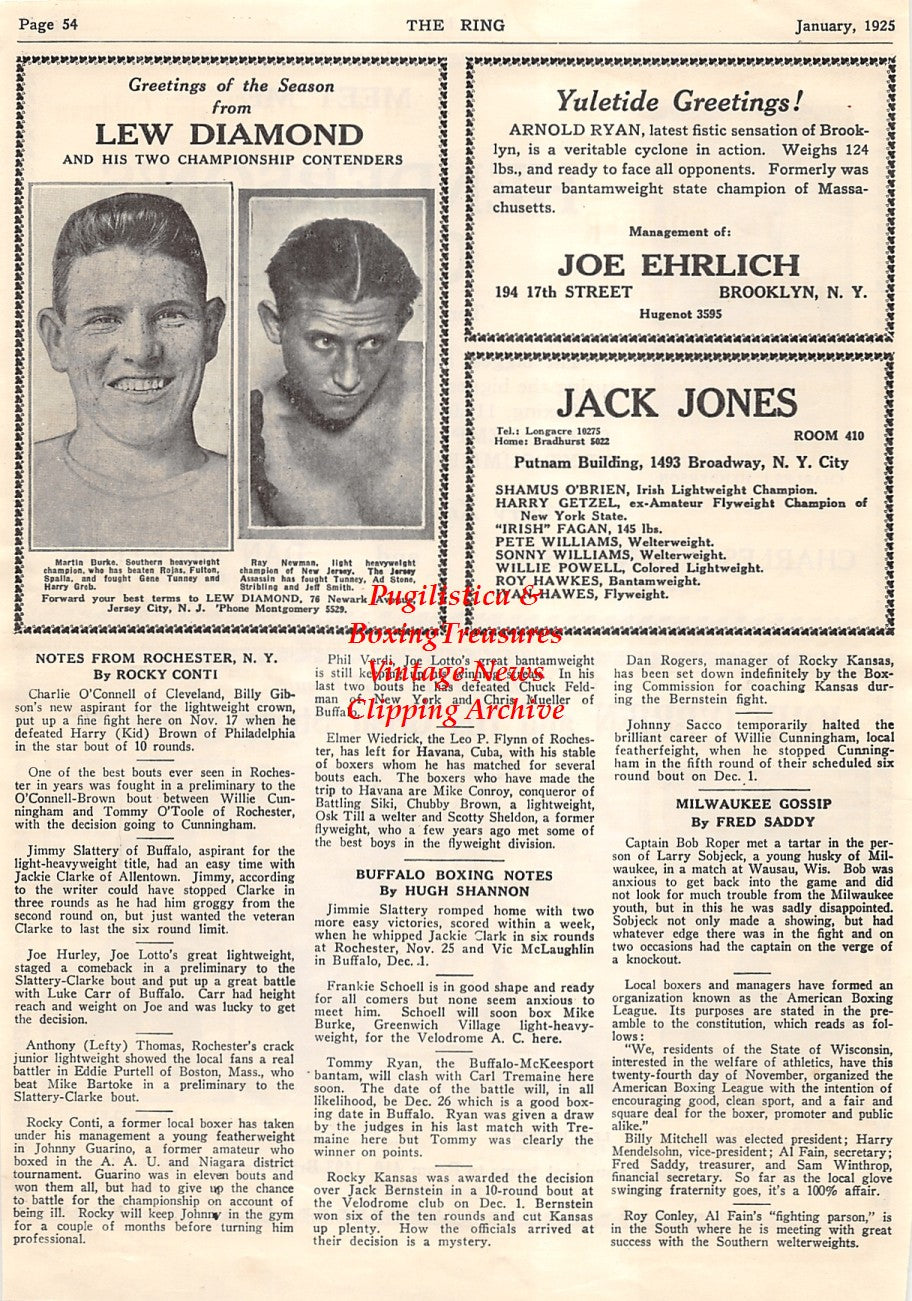 Boxing News Clipping #1547 - Charles L. Henderson, Ed Garvey, Lew Perfetti, Joe Colman, Ed Keeley, Martin Burke, Ray Newman