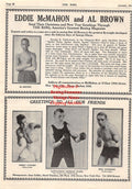 Boxing News Clipping #1549 - Panama Al Brown, Jimmy Cancro, Gentleman Georgie Ward, Moe Ginsberg, Eddie Brady, Chick Wergeles, Joey Dorando, Paul Gulotta