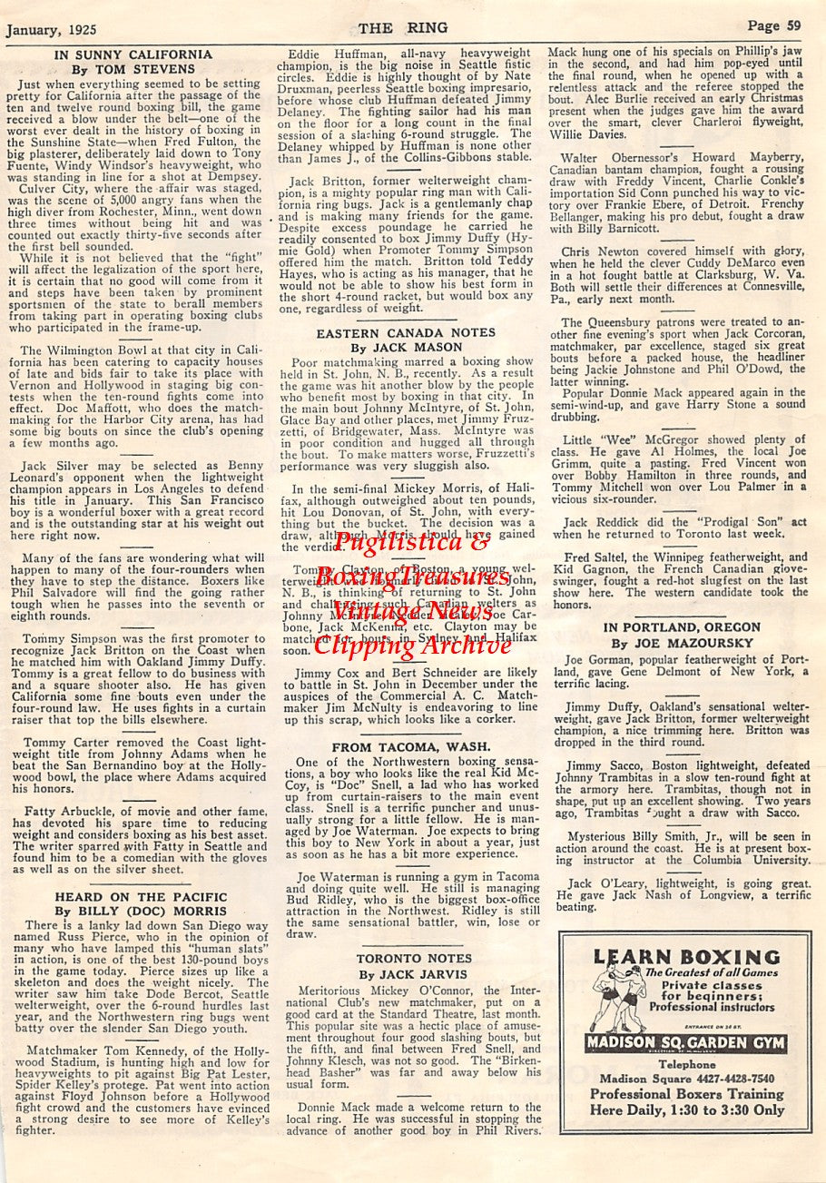 Boxing News Clipping #1550 - Young Marullo, Arthur Marullo, Bobby Wolgast, Tommy Murray, Jack Bernstein