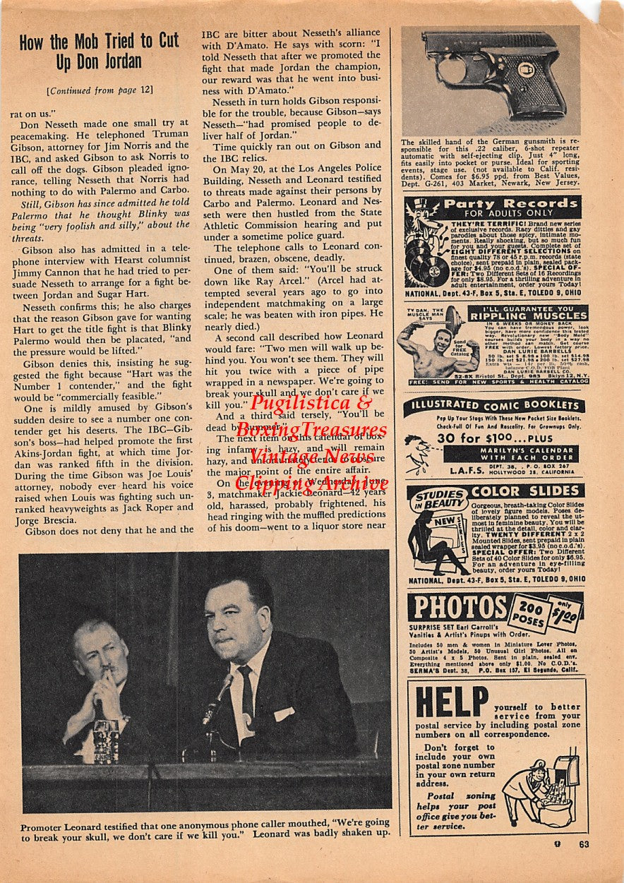 Boxing News Clipping #1557 - Jackie Leonard, Jose Torres
