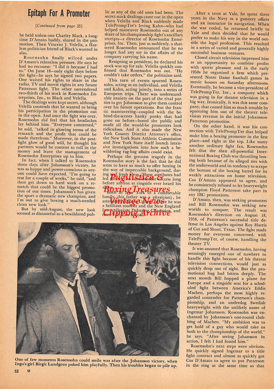 Boxing News Clipping #1561 - Bill Rosensohn, Birgit Lundgren