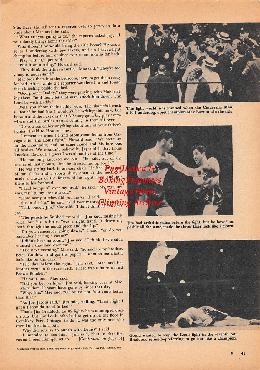 Boxing News Clipping #1566 - Jim Braddock, Max Baer