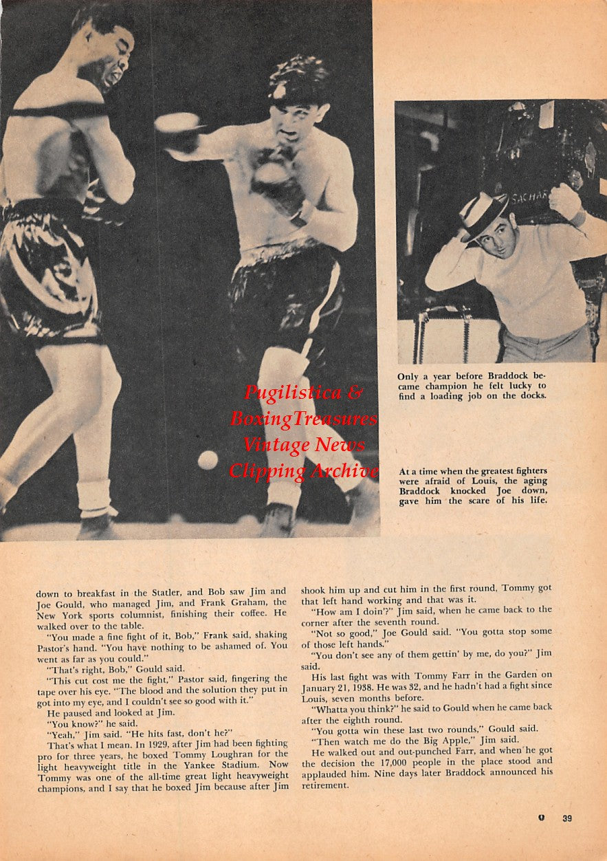 Boxing News Clipping #1567 - Jim Braddock, Joe Louis, Tommy Farr, Joe Gould