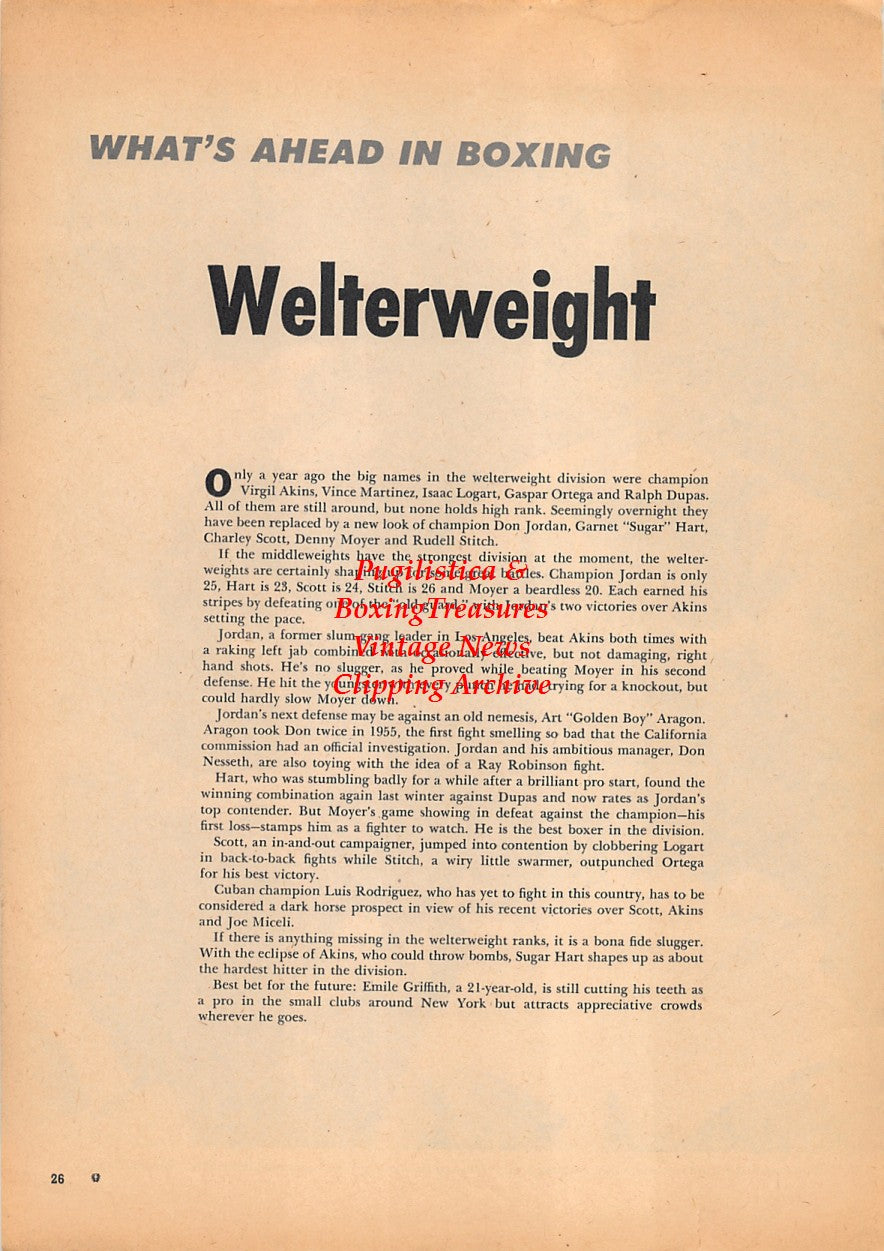 Boxing News Clipping #1574 - Sugar Ray Robinson vs. Carmen Basilio