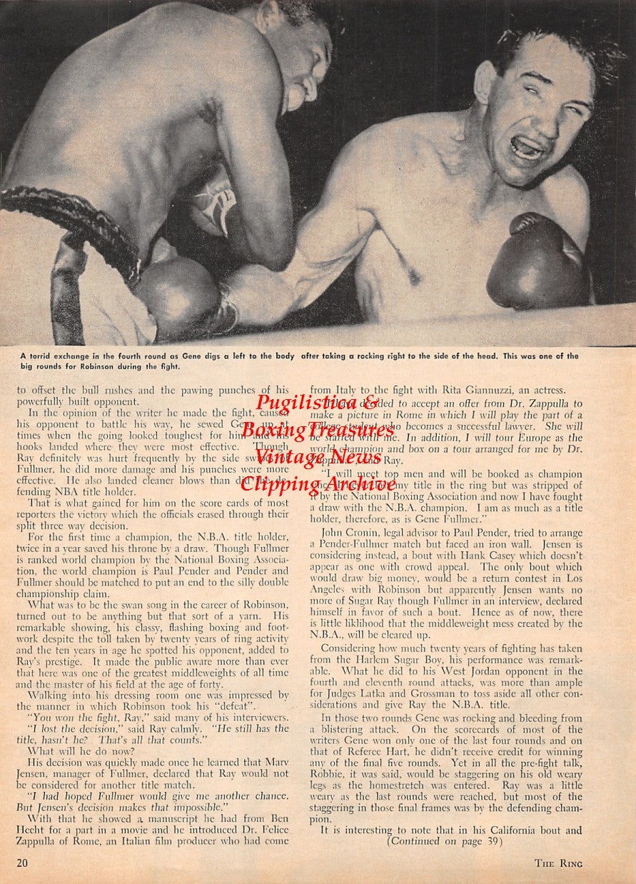 Boxing News Clipping #1589 - Sugar Ray Robinson vs. Gene Fullmer, Rita Giannuzzi