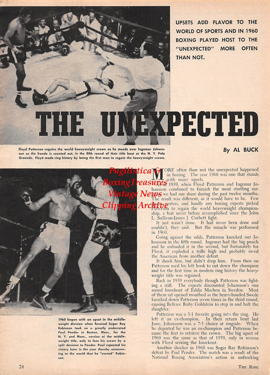Boxing News Clipping #1591 - Floyd Patterson vs. Ingemar Johansson, Sugar Ray Robinson vs. Paul Pender