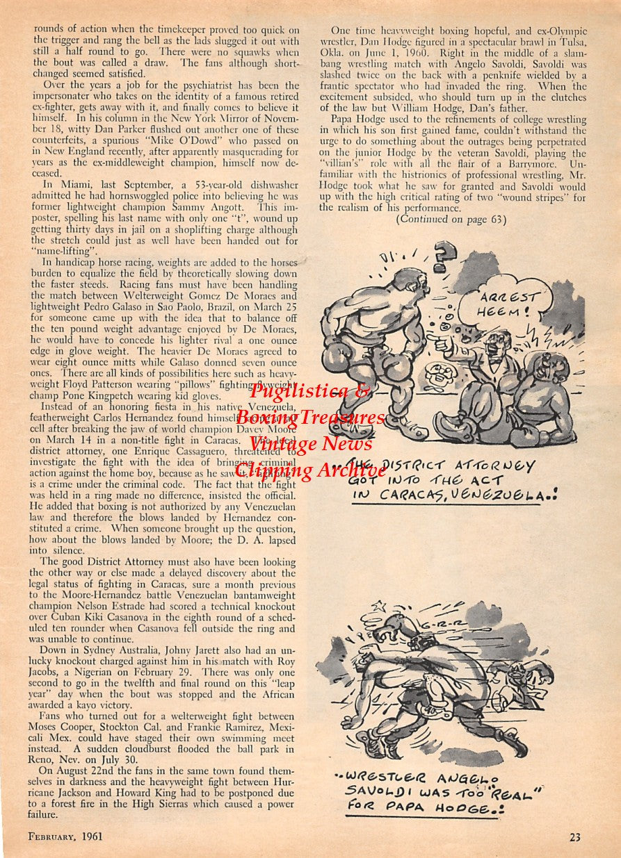 Boxing News Clipping #1591 - Floyd Patterson vs. Ingemar Johansson, Sugar Ray Robinson vs. Paul Pender
