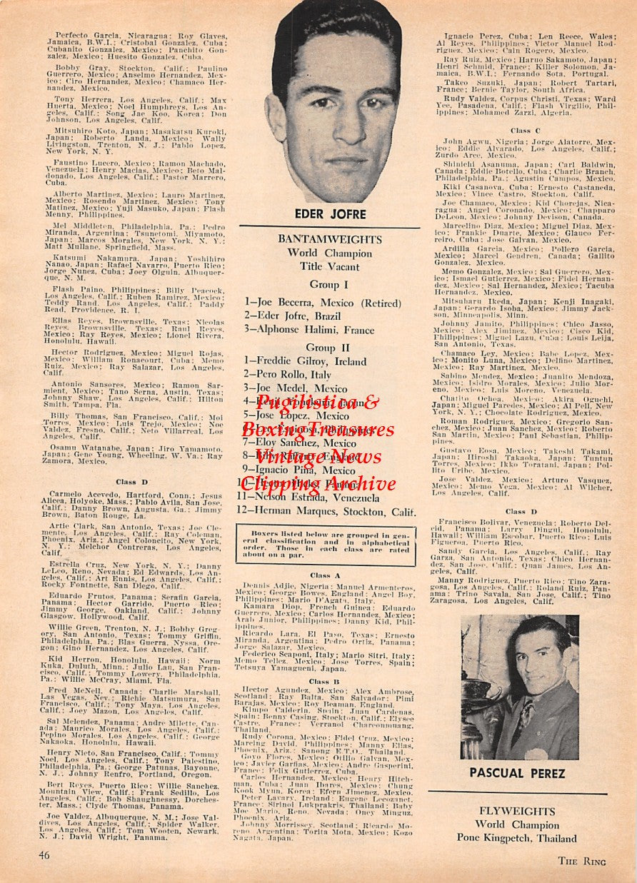 Boxing News Clipping #1598 - Gracieux Lampert, Eder Jofre, Pascual Perez