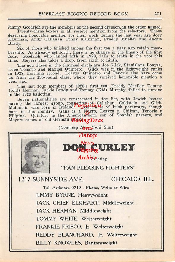 Boxing News Clipping #16 - Jimmy McLarnin, Don Curley