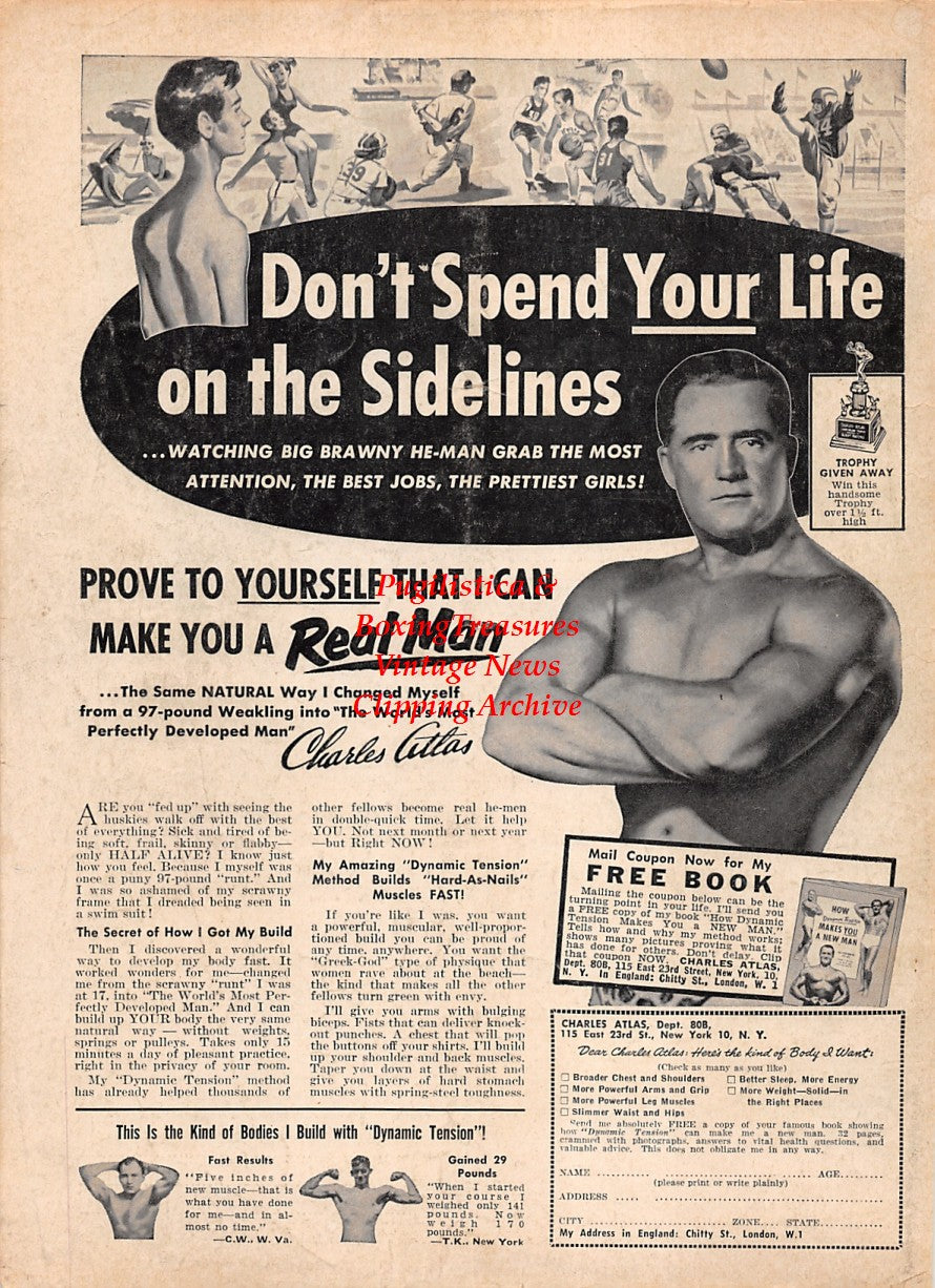 Boxing News Clipping #1606 - Nat Fleischer, Charles Atlas