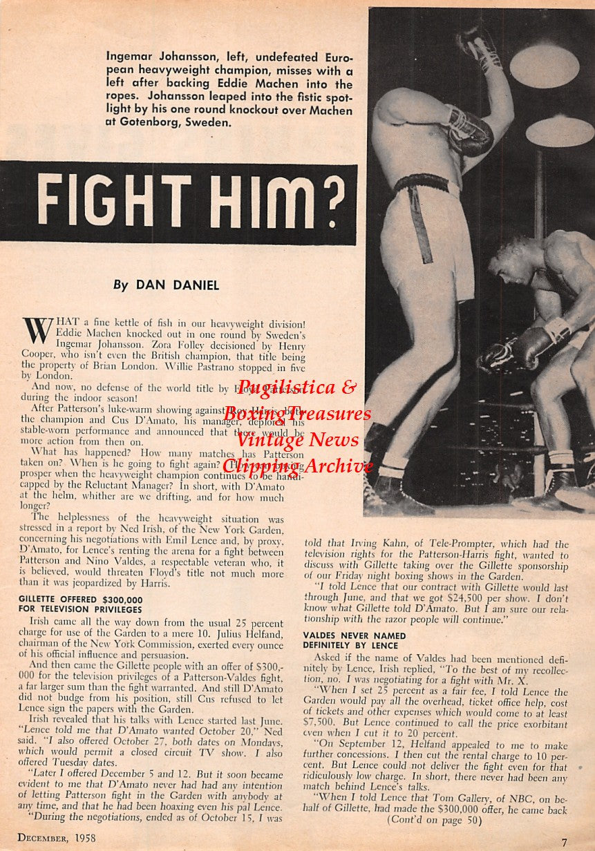 Boxing News Clipping #1609 - Lew Jenkins, Ingemar Johansson, Eddie Machen