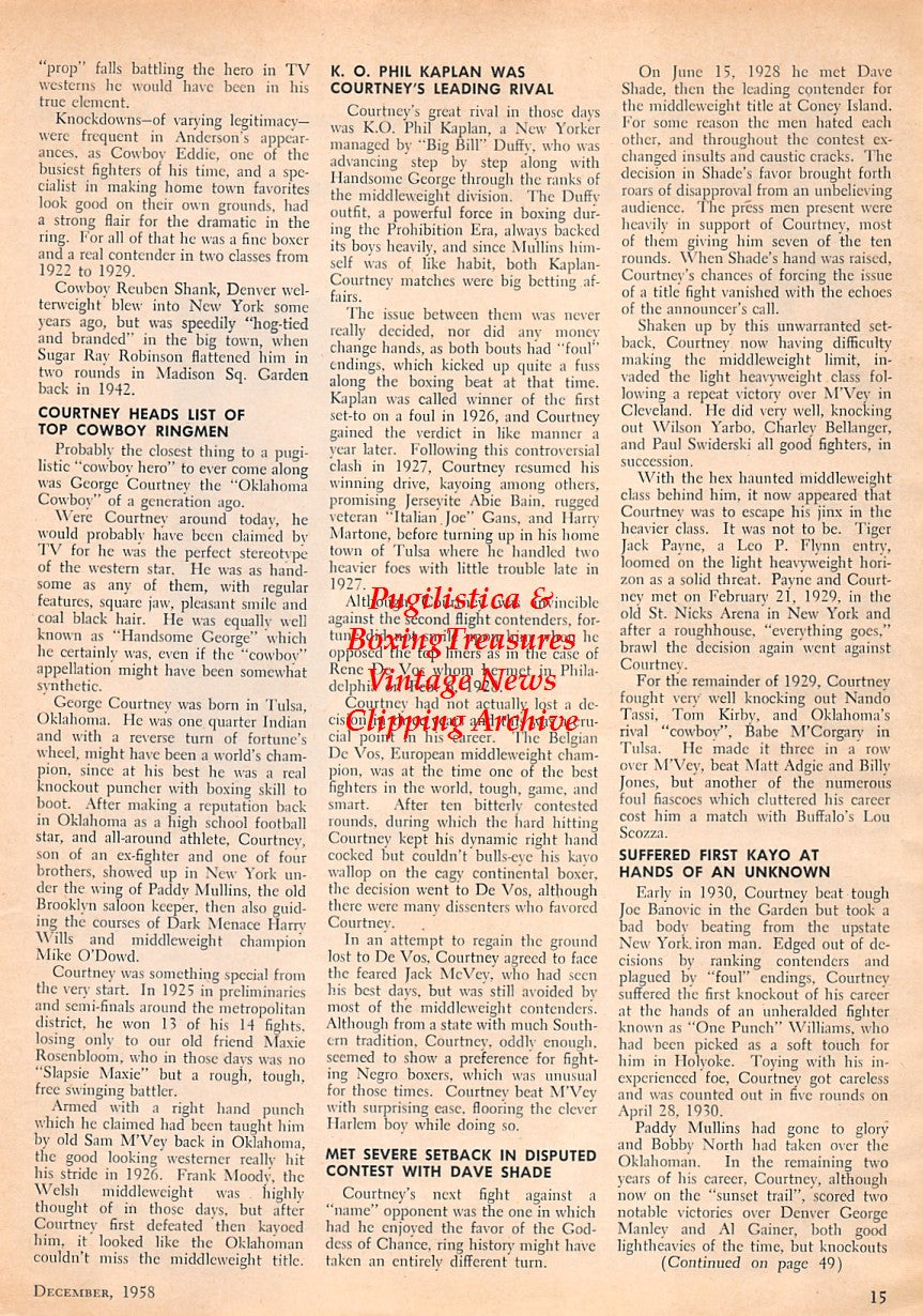 Boxing News Clipping #1613 - Frank Klaus, Georges Carpentier