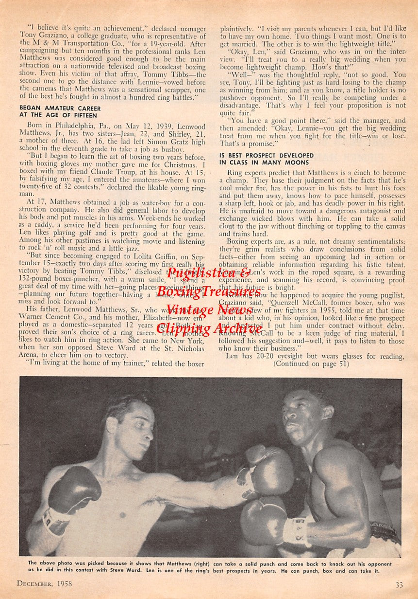 Boxing News Clipping #1622 - Len Matthews vs. Steve Ward