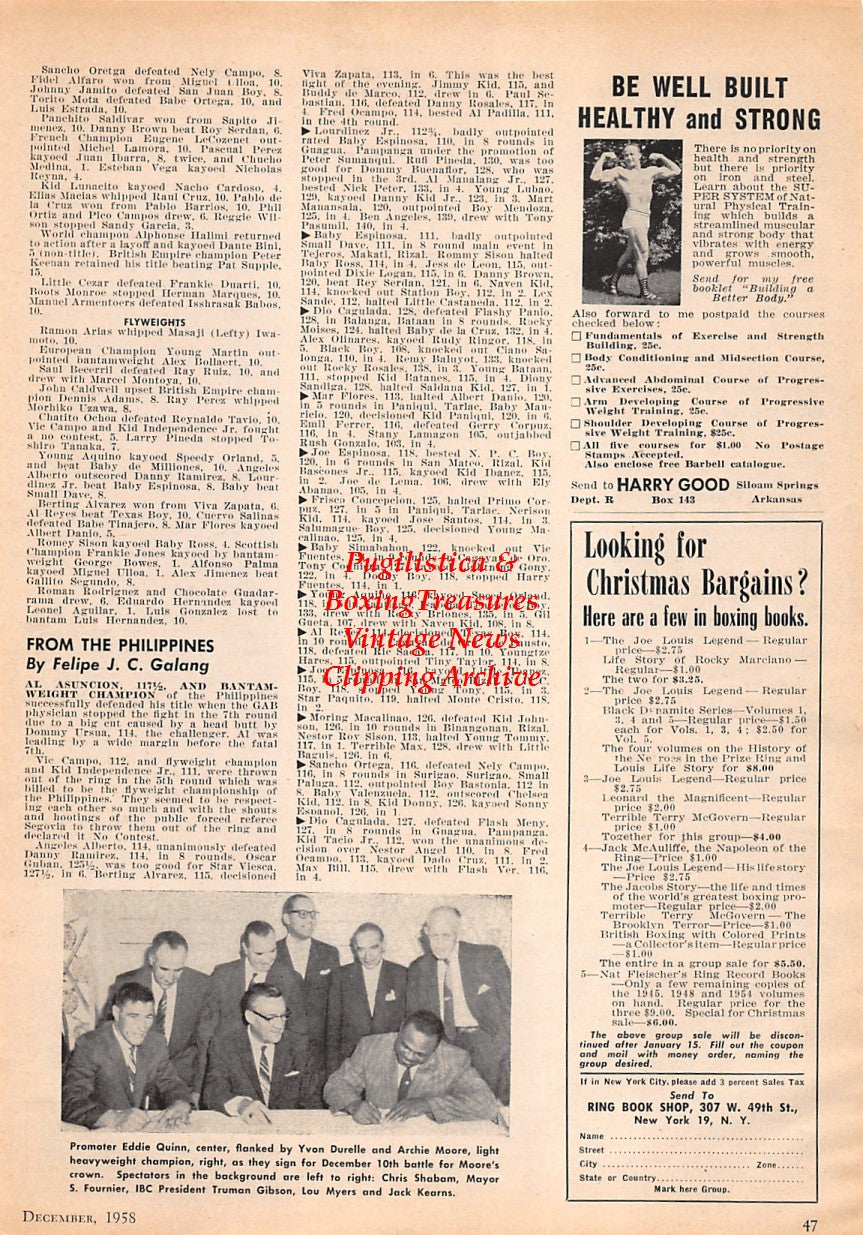 Boxing News Clipping #1625 - Archie Moore & Yvon Durelle fight signing