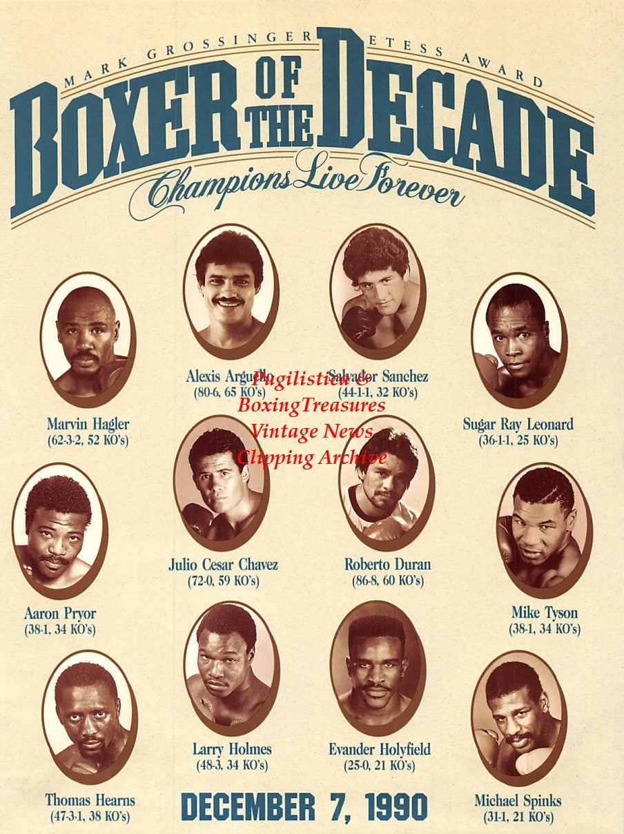 Boxing News Clipping #1630 - Salvador Sanchez, Alexis Arguello, Marvin Hagler, Sugar Ray Leonard, Aaron Pryor, Julio Cesar Chavez, Roberto Duran, Mike Tyson, Thomas Hearns, Larry Holmes, Evander Holyfield, Michael Spinks