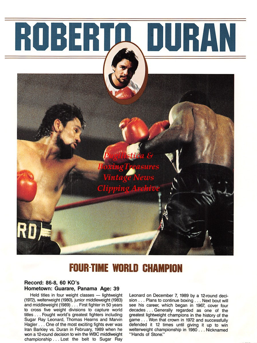 Boxing News Clipping #1634 - Roberto Duran, Marvin Hagler