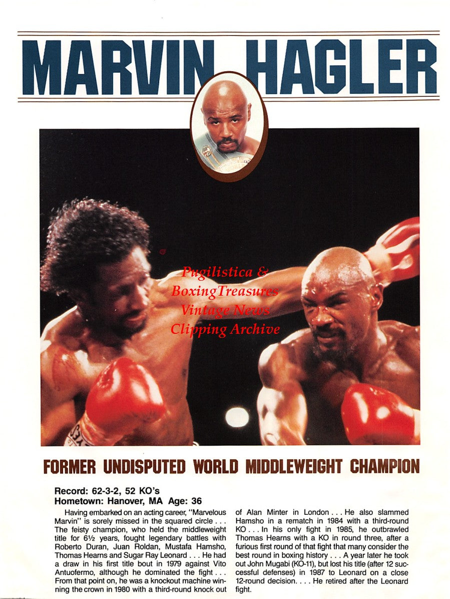 Boxing News Clipping #1634 - Roberto Duran, Marvin Hagler