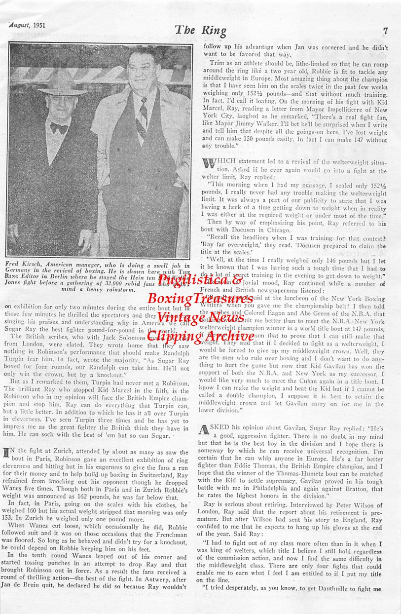 Boxing News Clipping #1640 - John Harding, J. Onslow Fane, E.J. Waltham, Alexander Elliott, Fred Kirsch, Nat Fleischer