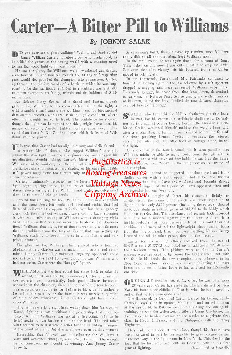 Boxing News Clipping #1643 - Ezzard Charles vs. Joey Maxim
