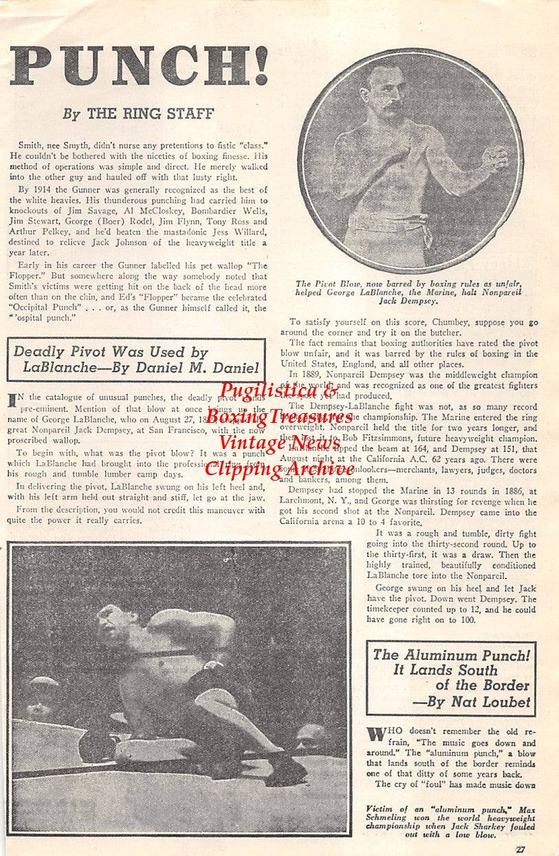 Boxing News Clipping #1649 - Frank Moran, Lou Nova, Jack Slack, George LaBlanche, Max Schmeling