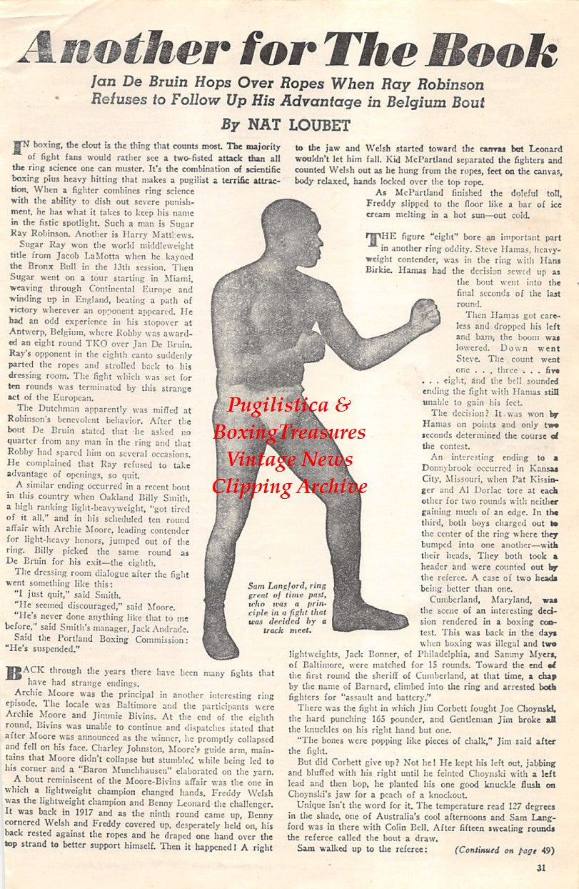 Boxing News Clipping #1651 - Sam Langford, Jimmy Carruthers