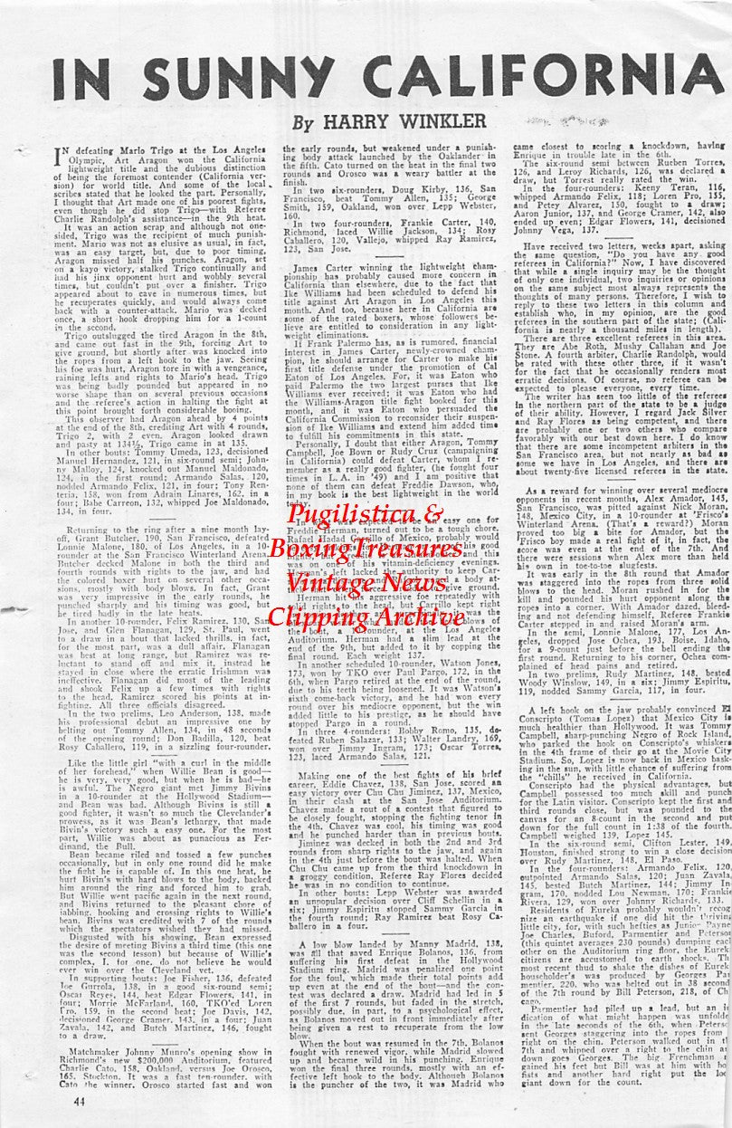Boxing News Clipping #1654 - Vic Herman, Pierre Montane, Ronnie Clayton, Willi Hoepner