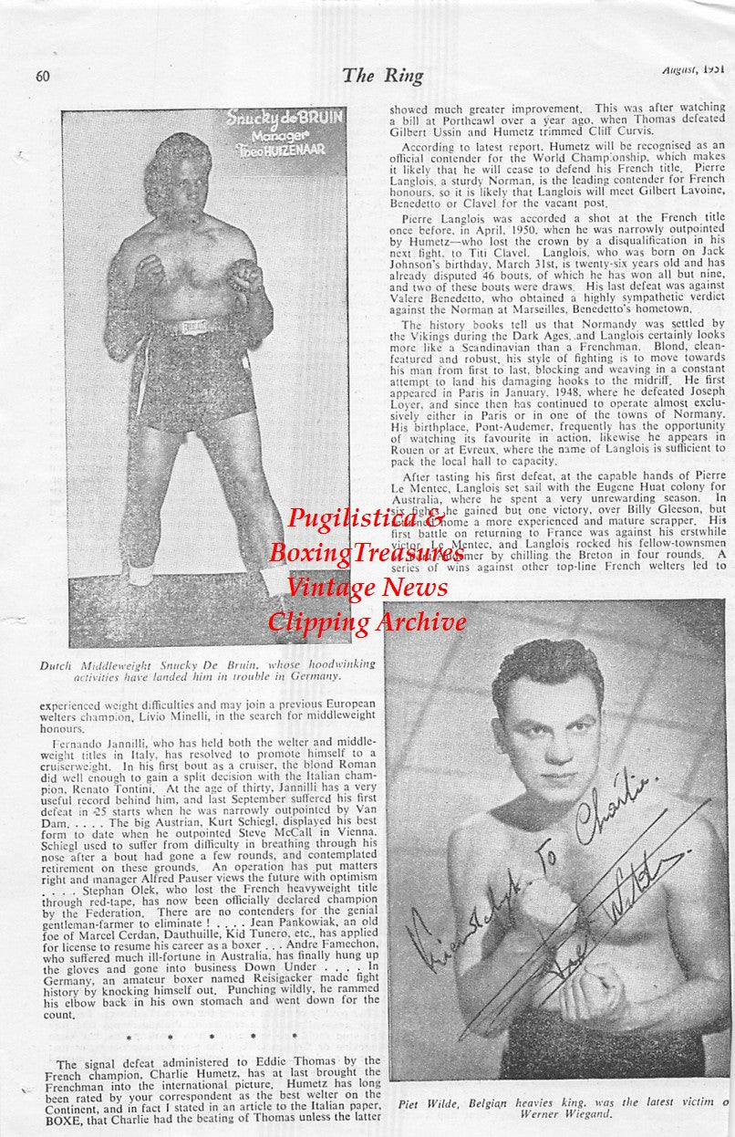 Boxing News Clipping #1658 - Snucky DeBruin, Piet Wilde