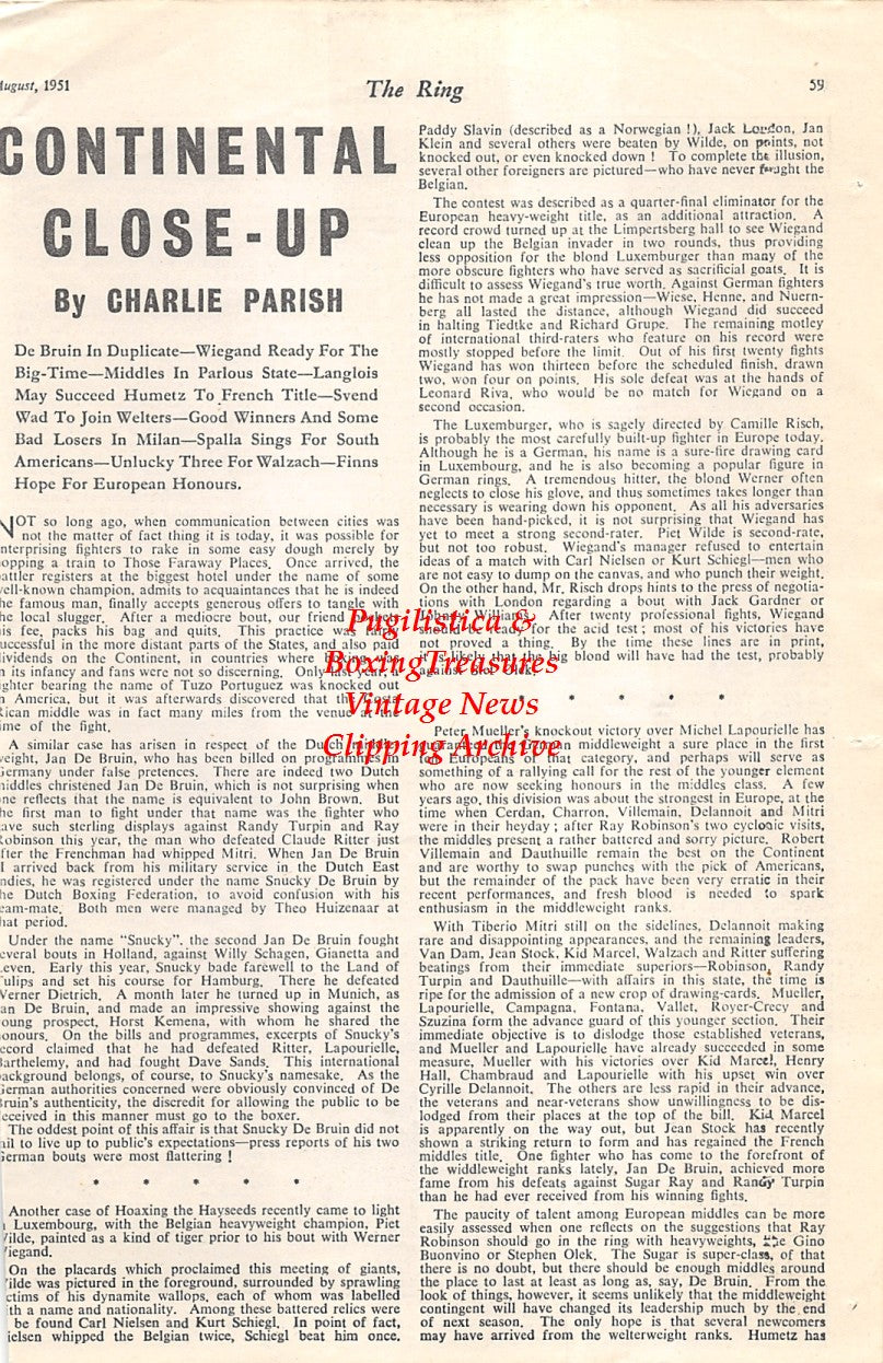 Boxing News Clipping #1658 - Snucky DeBruin, Piet Wilde