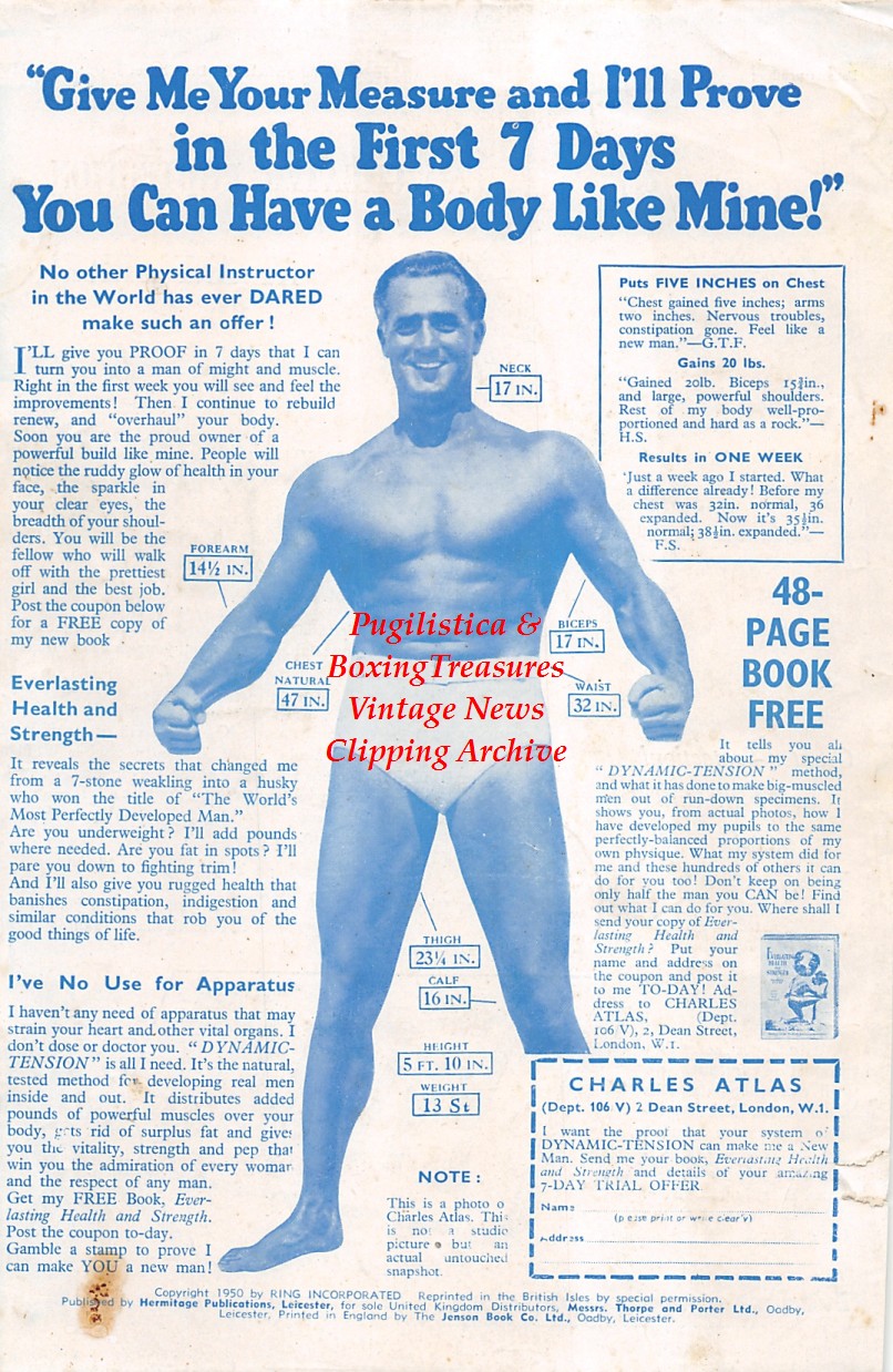 Boxing News Clipping #1660 - Everlast Mouth Guard Ad, Charles Atlas