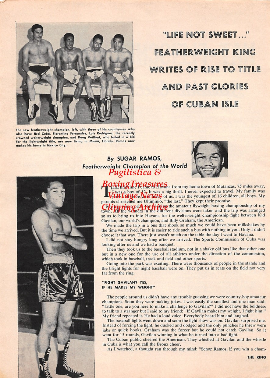 Boxing News Clipping #1661 - Sugar Ramos, Florentino Fernandez, Luis Rodriguez, Doug Vaillant
