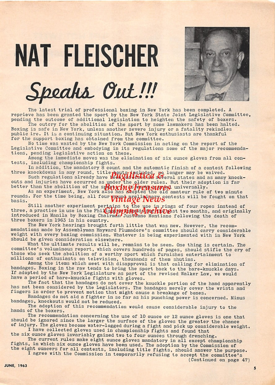Boxing News Clipping #1661 - Sugar Ramos, Florentino Fernandez, Luis Rodriguez, Doug Vaillant
