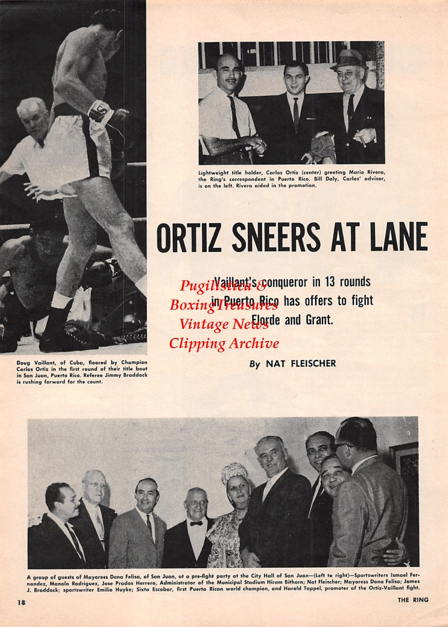 Boxing News Clipping #1667 - Tyrone Gardiner, Ron Brothers, Gaby Mancini, Marcel Gendron, Carlos Ortiz, Doug Vaillant, Sixto Escober, Jim Braddock and more