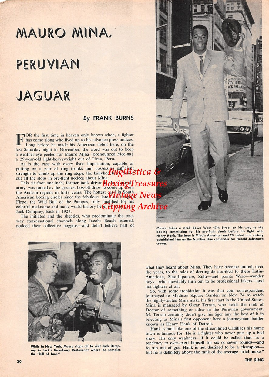 Boxing News Clipping #1668 - Mauro Mina, Carlos Ortiz vs. Doug Vaillant