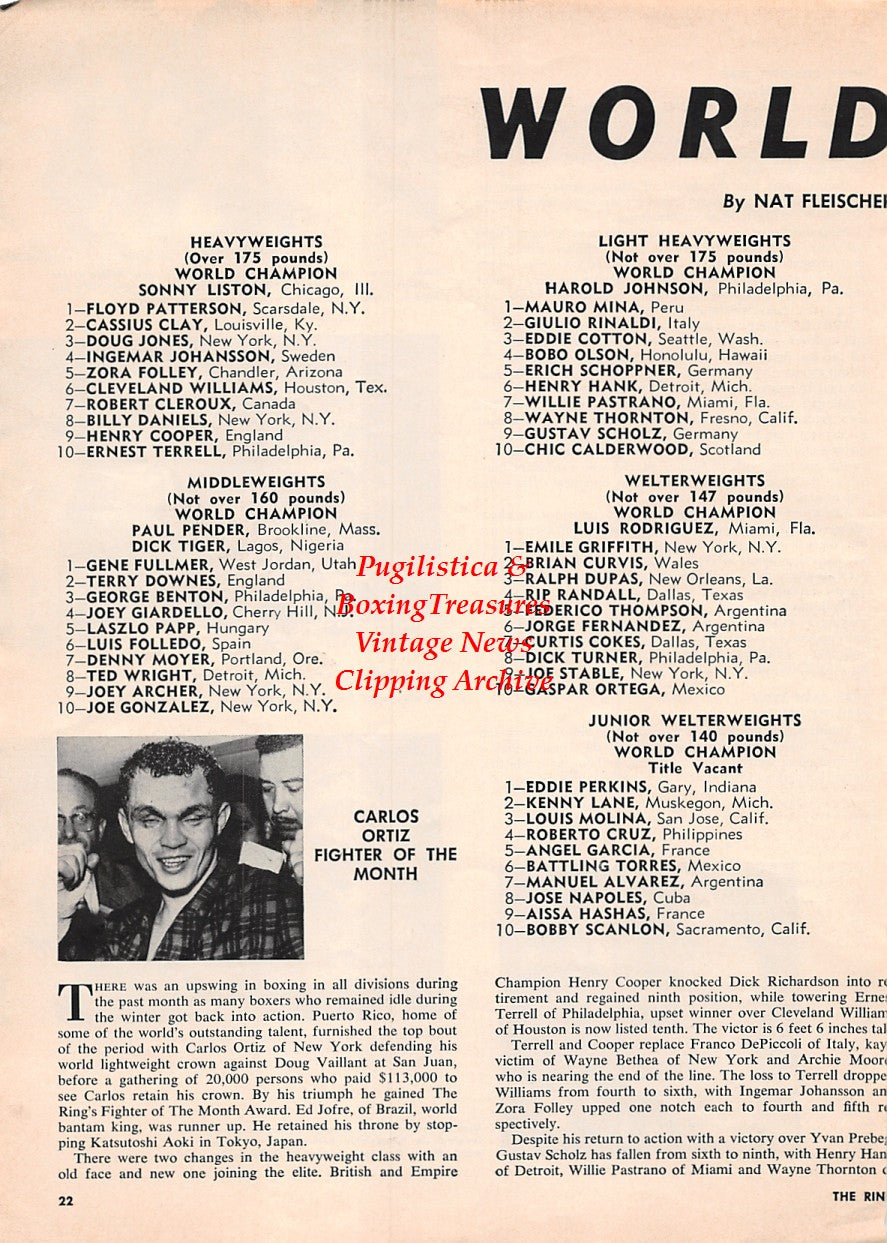 Boxing News Clipping #1669 - Eddie Cotton, Mauro Mina, Freddie Blades, Henry Hank, Tommy Loughran, Carlos Ortiz