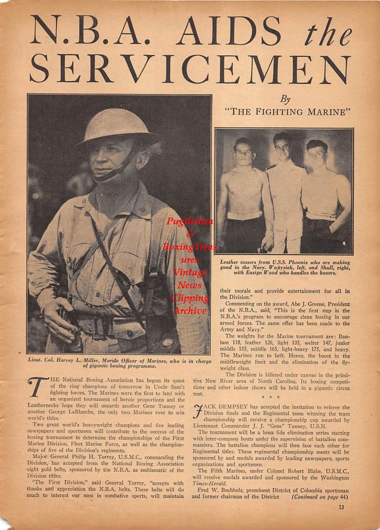 Boxing News Clipping #167 - Boxing In The Military, Harvey L. Miller, Primo Carnera