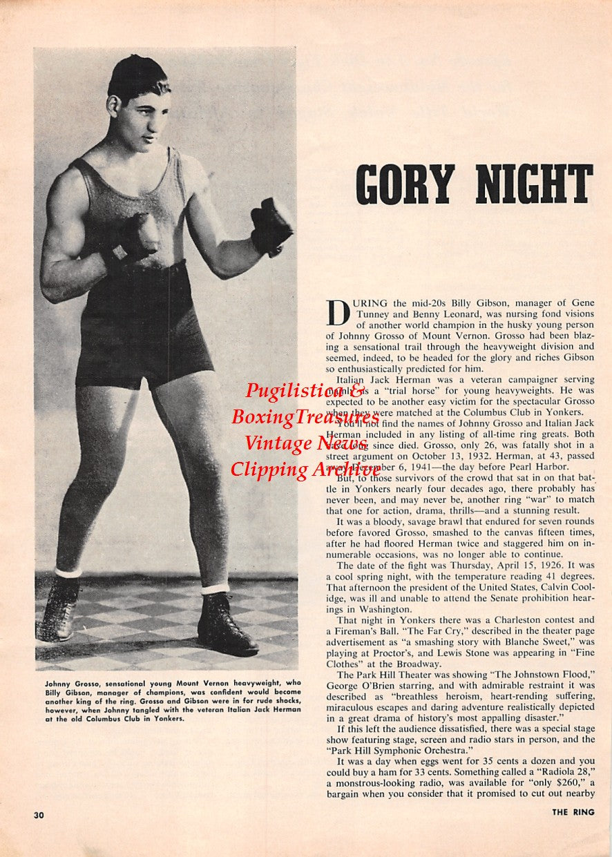 Boxing News Clipping #1671 - Johnny Grosso, Dick Tiger, Hogan Kid Bassey