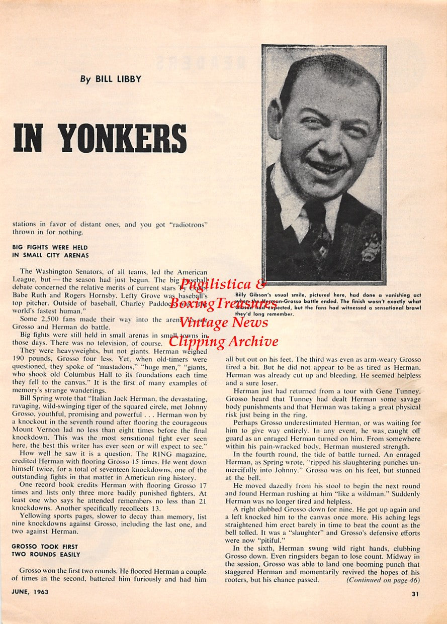 Boxing News Clipping #1672 - Billy Gibson, Jack Johnson, Joe Louis