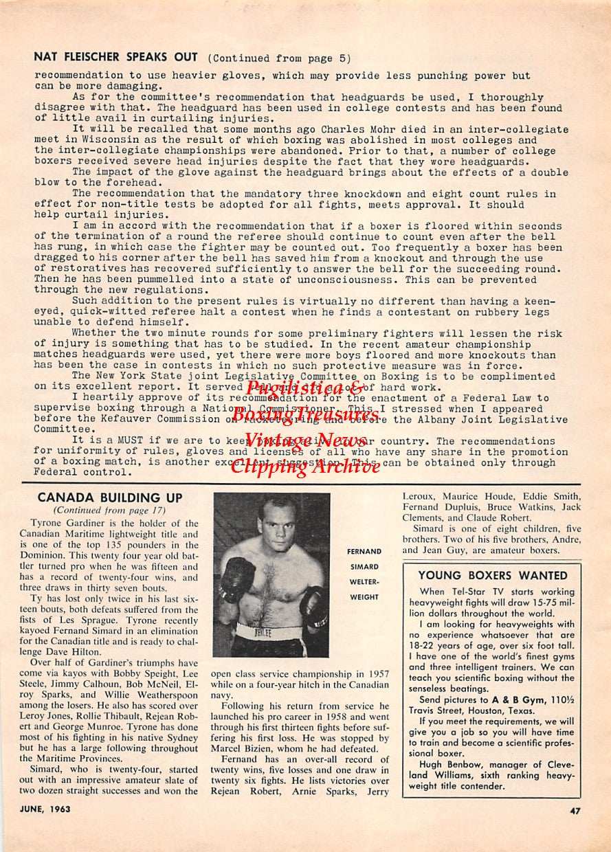 Boxing News Clipping #1674 - Fernand Simard