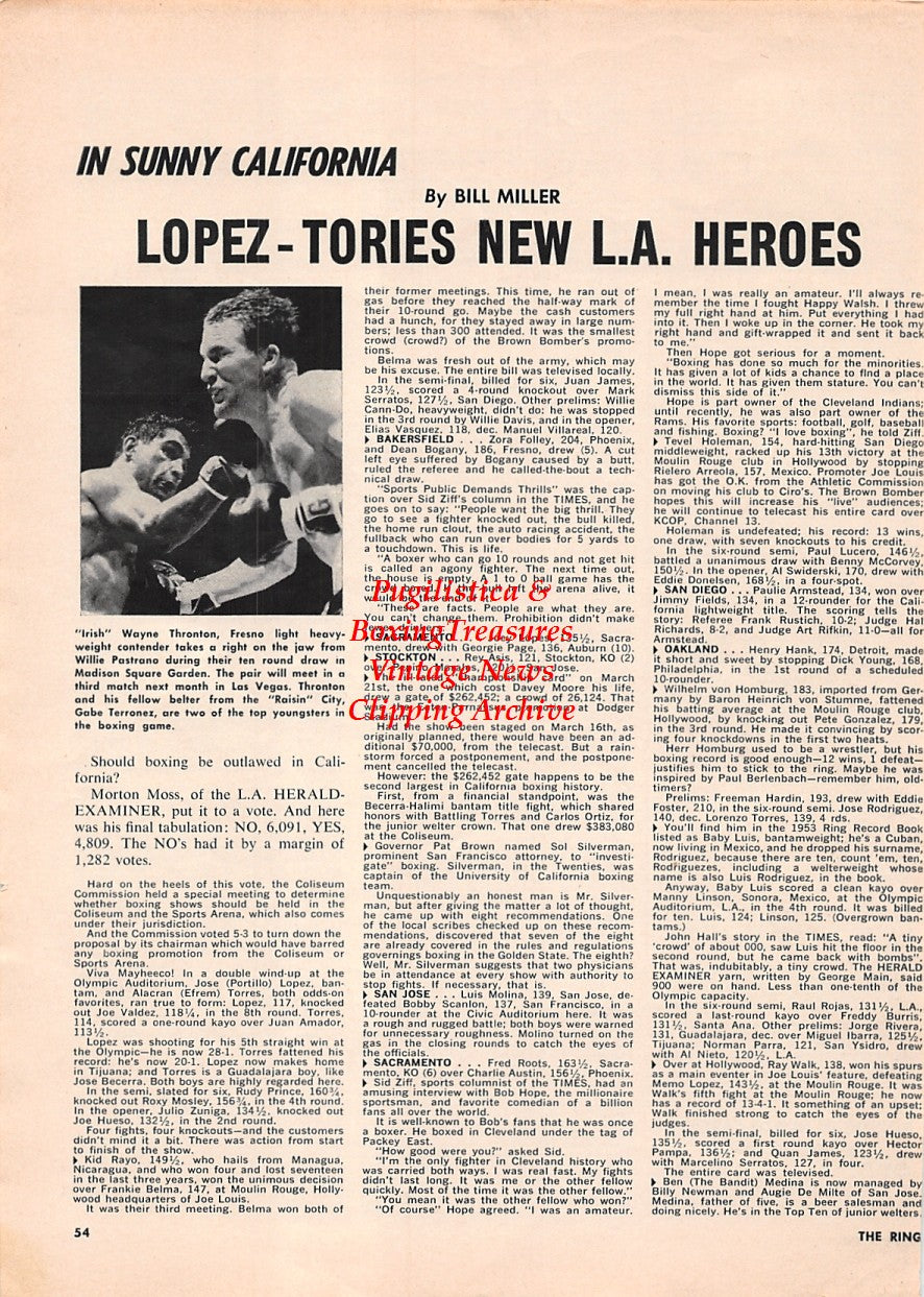 Boxing News Clipping #1677 - Wayne Thornton vs. Willie Pastrano