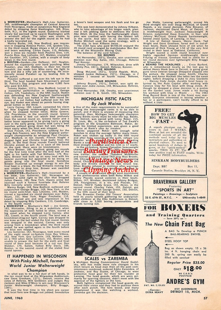Boxing News Clipping #1679 - Milo Calhoun, Eddie Zaremba vs. Leroy Sayles