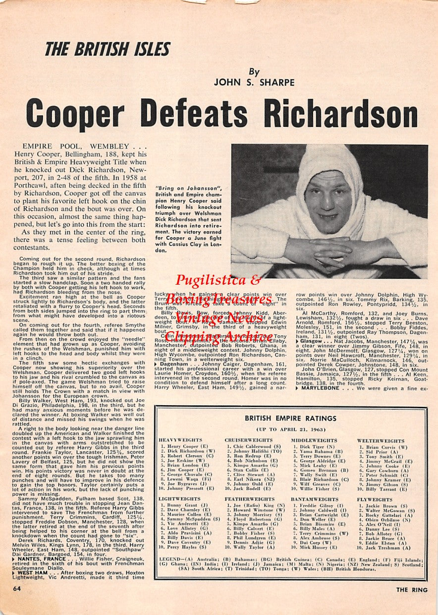 Boxing News Clipping #1682 - Henry Cooper