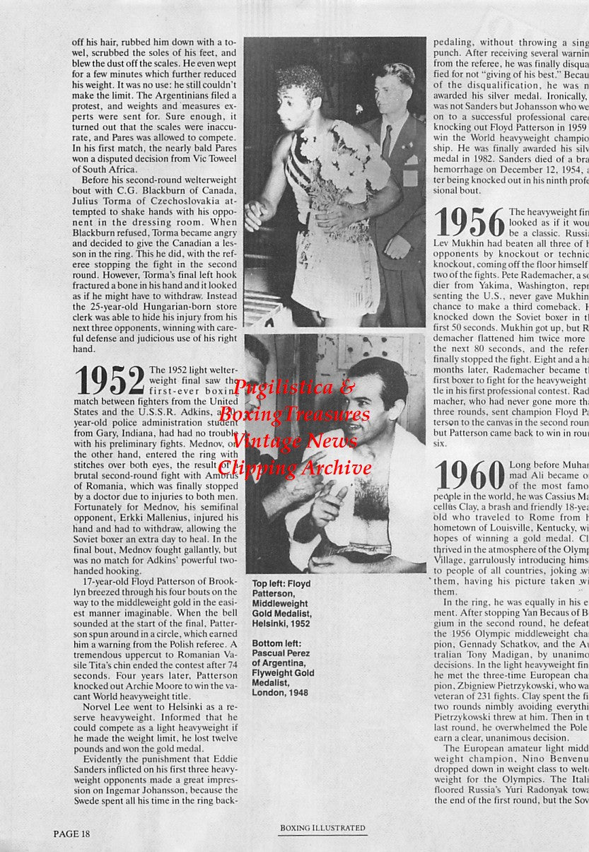 Boxing News Clipping #1687 - Laszlo Papp, Floyd Patterson, Pascual Perez