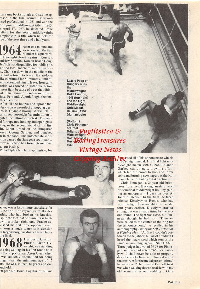 Boxing News Clipping #1688 - Laszlo Papp, Chris Finnegan