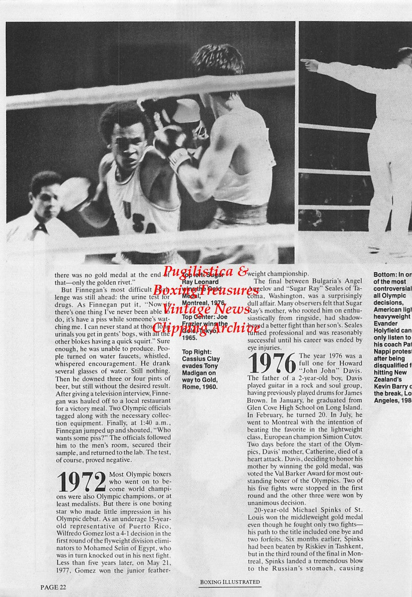 Boxing News Clipping #1689 - Floyd Patterson & Sugar Ray Leonard as Olympians