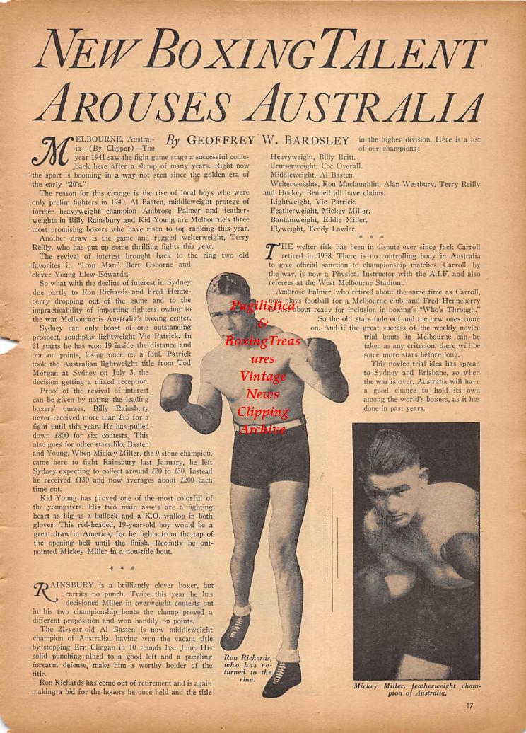 Boxing News Clipping #169 - Ron Richards, Mickey Miller, Booker Beckwith